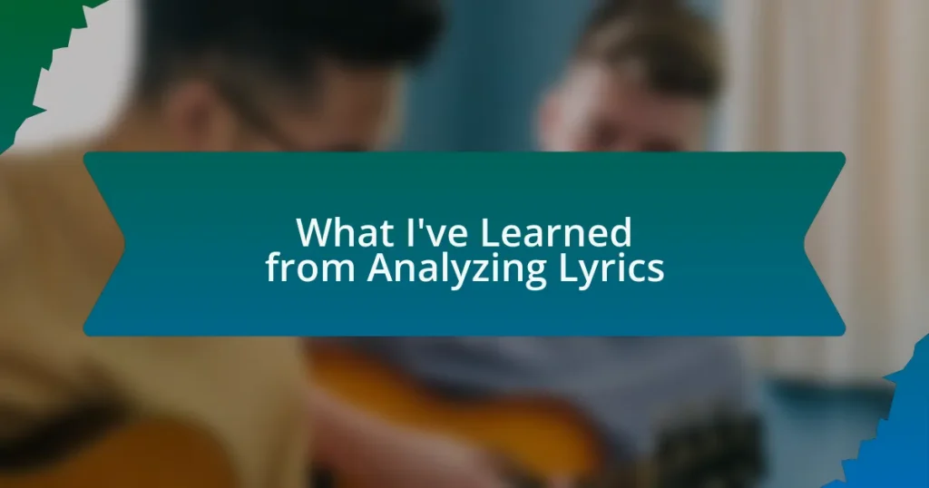 What I’ve Learned from Analyzing Lyrics