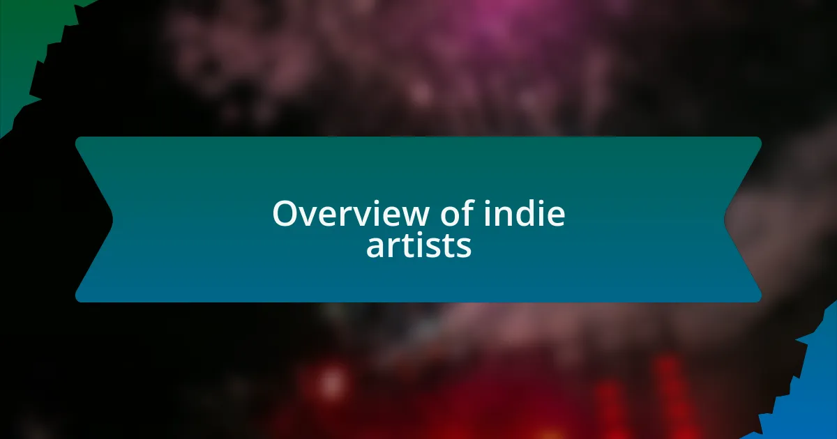 Overview of indie artists